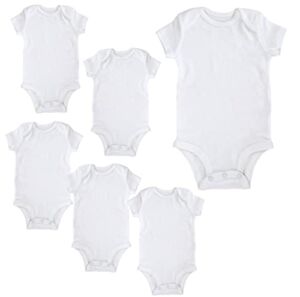 Iconikal Unisex Baby Short Sleeve Onesie Bodysuit, 3-6 Months, White, 6-Pack