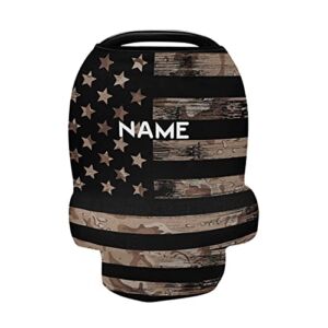 Custom Baby Multi-Use Car Seat Cover Personalized Your Kid Name American Flag Camouflage Baby Car Seat Covers Customized Baby Rain Cover for Car Seat