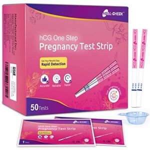 HEAL-CHECK HCG Pregnancy Test Strips, 50-Count HCG Test Strip with 50 Free Collection Cups,Early Pregnancy Test Kit,Easy at Home