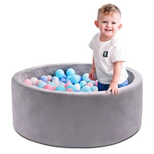 LEKILV Foam Ball Pit for Toddlers, 1-3 Year Old Kids Baby Gift Indoor Playpen Activity Certer, Newborn Temporary Sleeper Crib Soft Velvet Fabric, Balls or Toys Storage Organizer (Note: no Ball)