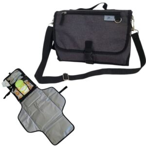 Portable Changing Pad–Grey-Convenient 2 in 1 Travel Diaper Changing Station Bag