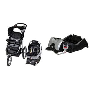 Baby Trend Expedition Jogger Travel System, Millennium White + Baby Trend EZ Flec Loc 32 Infant Car Seat Base, Black