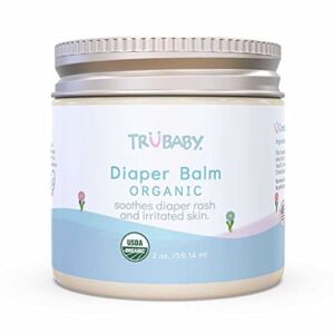 TruBaby Organic Diaper Balm – Multipurpose Baby Ointment, Naturally Soothes & Nourishes Baby’s Bottom from Diaper use. Petroleum & Fragrance Free, Protect from Infection, Moisturize, Prevent Irritation and Chafing, Certified USDA-Organic, 2oz