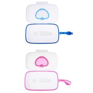 2pcs On- The- Go Wipes Dispenser Baby Wipe Dispenser Reusable Portable Wipe Holder Baby Wipes Container Travel Refillable Wet Wipe Pouch