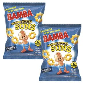 Bamba Peanut Butter Suns Snacks for the Whole Family – All Natural Peanut Butter Corn Puffs Snacks (2 pack – 4oz Bags) – Made with 4 Simple Ingredients