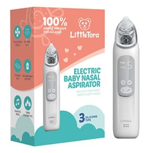 LitteTora Rechargeable Baby Nasal Aspirator – Electric Nose Sucker Baby Nose Cleaner – Toddlers Booger Mucus Sucker – Baby Vac Nasal Aspirator – Infant Booger Suction Removal Device
