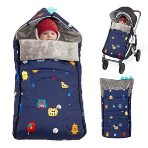 Baby Bunting Bag, Universal Winter Baby Carseat Cover for Baby, Waterproof Cold Weather Winter Protection Toddler Stroller Bunting Bag with Zipper for Pushchair, Pram, Car Seats, Navy Blue