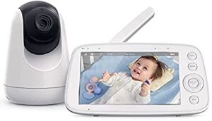 Baby Monitor, 5″ 720P Video Baby Monitor with Pan-Tilt-Zoom Camera, Audio and Visual Monitoring, Infrared Night Vision and Thermal Monitor，2-Way Talk, 900ft Range, 4500mAh Rechargeable Battery