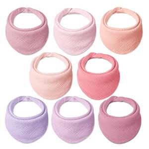 Lulu moon Baby Muslin Drool Bibs, Infant Cotton Bandana Bibs with adjustable Snaps, Trendy bibs for Baby Girls (8-pack, cream)