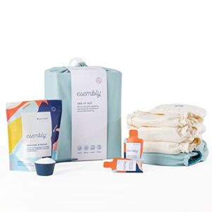 Esembly Cloth Diaper Try-It Kit, Starter Set of Organic, Reusable Diapers with Detergent, Diaper Cream and Diaper Bag – Eco-Friendly Diapering System, Mist, Size 1