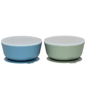 WeeSprout Silicone Suction Bowls (Muted Blue + Muted Green)