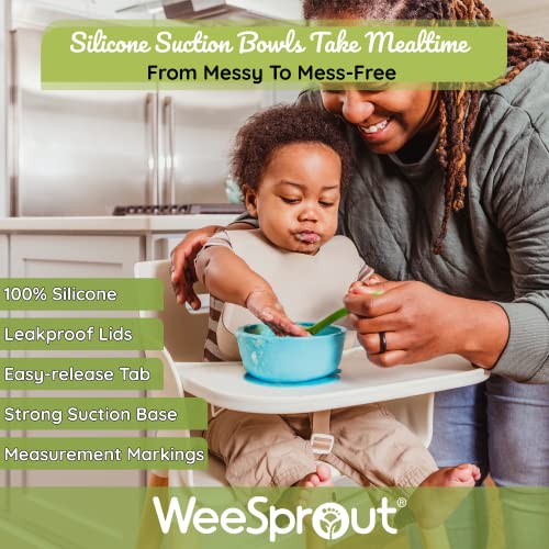 WeeSprout Silicone Suction Bowls (Muted Blue + Muted Green) | The Storepaperoomates Retail Market - Fast Affordable Shopping