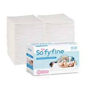 SOFYFINE (100 Count) Disposable Changing Pads for Baby, Waterproof Bed Pads, Underpads for Changing Table, Newborn Diaper Pad Liners, Toddler Pee Pad, 24 x 17 Inches, White