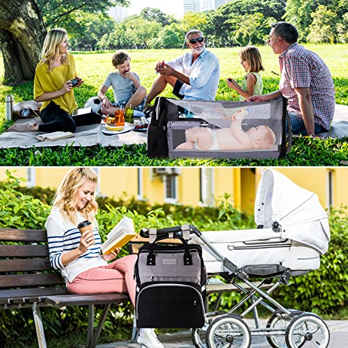 6 in 1 Diaper Bag Backpack, Large Capacity Portable Baby Bag for Girls Boys, Multifunction Mummy Dag With Foldable Crib, USB Changing Port Station, Mosquito Net, Sunshade | The Storepaperoomates Retail Market - Fast Affordable Shopping