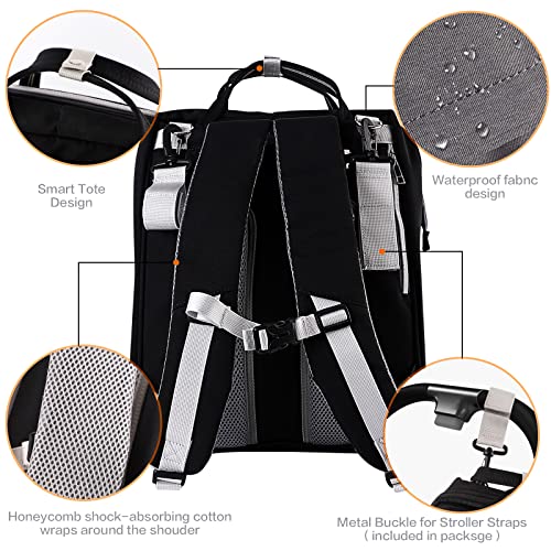 6 in 1 Diaper Bag Backpack, Large Capacity Portable Baby Bag for Girls Boys, Multifunction Mummy Dag With Foldable Crib, USB Changing Port Station, Mosquito Net, Sunshade | The Storepaperoomates Retail Market - Fast Affordable Shopping