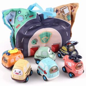 Inertia Baby Toy for 1 Year Old Boy Cars Gifts with Storage Bag, 6 Pcs Push and Go Toys, Kids Toys Car for Girls Boys, Early Educational Toys for 1 2 3 Year Old Boys Girls, Birthday Gift for Toddlers