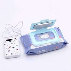 CMDHY Portable Baby Wipe Warmer with USB Power, Perfect for Baby Diaper Change,Travel,Car,On The Go, BLUE, 7.68in*6.18in*1.3in
