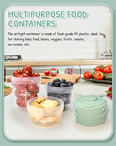 Supermama Stackable Baby Food Containers 12 Set(2/4/7oz), Baby Food Storage Containers with Airtight Lids, Baby Food Jars Freezer Safe, Easy to Store & Keep Fresh, Microwave Safe, BPA Free, Green | The Storepaperoomates Retail Market - Fast Affordable Shopping
