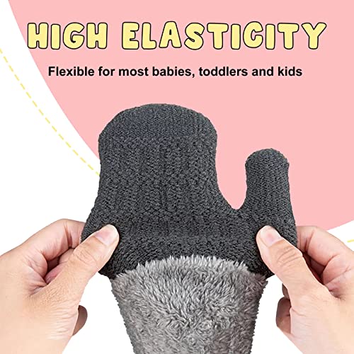Winter Mittens Gloves for Baby Kids Toddler Newborn Infant, Unisex Cute Warm Fleece Lined Knit Thick Thermal Gloves for Boys Girls(Black&Gray) | The Storepaperoomates Retail Market - Fast Affordable Shopping