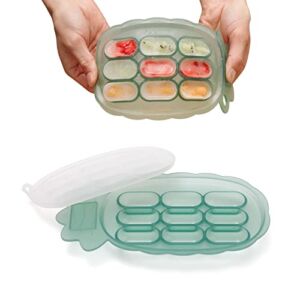 haakaa Silicone Nibble Tray – Breast MilkTeething Popsicle Maker – Baby Fresh Food Freezer Feeder- Ice Cube Sausage Tray-Self Feeding Baby Serving Plate – 4m+ Baby Toddler- Green Pineapple