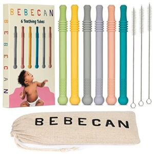 BEBECAN Teething Sticks for Babies – Infant Teething Relief for Teething Baby in 6 Vibrant Colors, Super Soft Silicone Baby Teethers, Teething Toys for Babies 0-6 Months