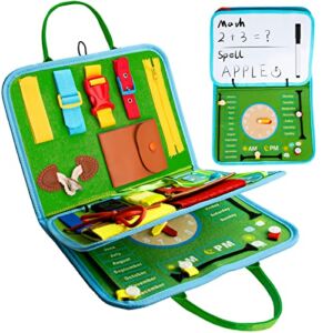 Ancistro Busy Board Montessori Toys for Toddlers, Preschool Educational Toys for Learn Fine Basic Dress Motor Skills Basic Life Skills, Activity Sensory Board Travel Toys, Gifts for 1 2 3 4 Years Old