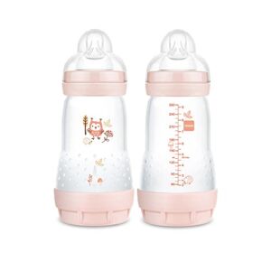 MAM Easy Start Matte Anti-Colic Baby Bottles, 9 oz (2 Count), Medium Flow Nipples, Baby Girl,2 Count (Pack of 1)