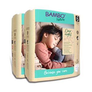 Bambo Nature Overnight Eco-Friendly Baby Diapers (Sizes 3 to 6 Available), Size 6, 40 Count