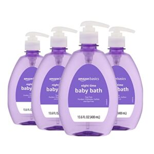 Amazon Basics Hypoallergenic Tear-Free Night-Time Baby Calming Bath, 13.6 Fluid Ounce, 4-Pack (Previously Solimo)