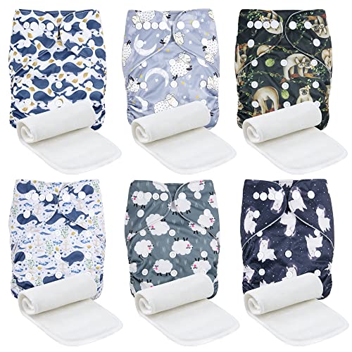 Langsprit 6 Pack Baby Cloth Diaper with Highly Absorbent Inserts, Baby Reusable Diapers, Cloth Diapers Newborn, Washable Cloth Diapers, Reusable Unisex Baby Diapers | The Storepaperoomates Retail Market - Fast Affordable Shopping