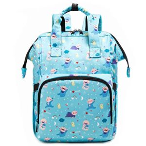 large big capacity weekender diaper bag Backpack tote bag with changing pad(Light Blue)