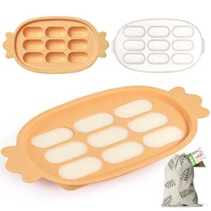 haakaa Baby Food Nibble Tray, Silicone Freezer Ice Tray with Lid, Perfect for Largest Size Pouch of haakaa Baby Food Feeder, Silicone Food Mold for Homemade Baby Food, Orange