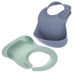 Cuddle Campus Set of 2 Silicone Bibs for Babies,Adjustable Curved Neckline Design Feeding Fit for Toddlers Waterproof