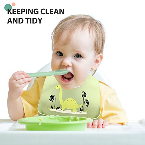 3 Pack Silicone Bibs for Babies with Spoon Fork Silicone Feeding Bibs for Toddlers Boys Kids Girls (Vivid Style) | The Storepaperoomates Retail Market - Fast Affordable Shopping