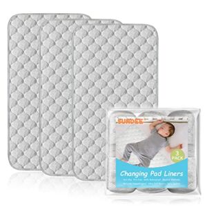 Waterproof Changing Pad Liners, 26″ x 13″ Hypoallergenic & Reusable Ultra Soft Changing Table Cover Liners, 3 Pack Portable Baby Diaper Change Mat – Gray