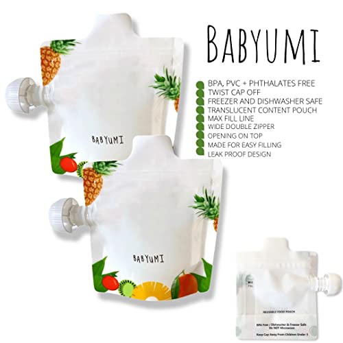 Babyumi Reusable Baby Food Storage Pouches, 10 Pack – Make Organic Food Puree for Kids or Toddlers and Store in Refillable Squeeze Pouches, Bulk Set is Freezer Safe & Washable | The Storepaperoomates Retail Market - Fast Affordable Shopping