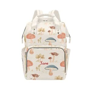 Mushroom Pattern Personalized Mummy Backpack Waterproof Nursing Baby Bags Gifts Tote Bag for Women