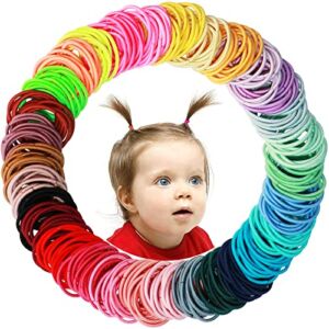 WillingTee Baby Hair Ties Multicolor Baby Girls Hair Ties Finger Hair Ties Thin Hair Ponytail Holder Hair Accessories for Baby Girls Newborn Infants Toddlers （2CM in Diameter 400Pieces）