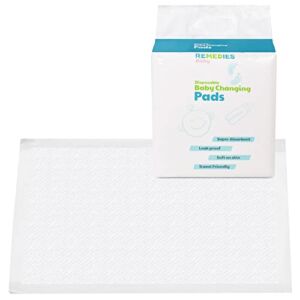 Premium Disposable Baby Changing Pad Liners (Pack of 25) by REMEDIES- Highly Absorbent, Ultra-Soft Portable Diaper Changing Underpads- Waterproof Pad Cover for Easy & Clean Diaper Changing- 17×24”