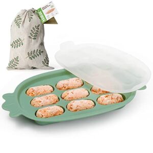 haakaa Baby Food Freezer Tray with Lid Perfect-Sized Silicone Baby Food Containers for Homemade Baby Food, Breast Milk, Vegetable, Juice & Fruit Purees – Green