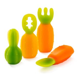 Lollipop Baby Learning Tableware, Staged-Learning utensils set of 4, (Easy Pre-Spoon, Pre-Spoon, Baby Fork, Baby Spoon) (4, vegetarian color)