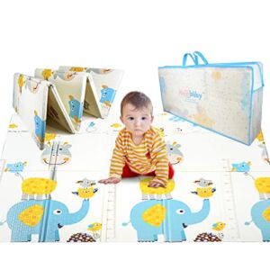 Baby Play Mat, Aiyoo baby Floor Mat for Infants Toddler and Kids Foldable Double-Sided Crawling Mat, 77″ x 69″ x 0.6″