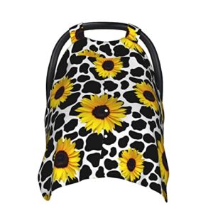 Sunflower Cow Pattern Baby Car Seat Canopy Covers Breastfeeding Scarf Nursing Apron Stroller Cover for Boys Girls