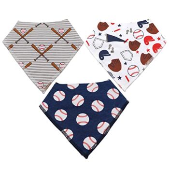 LNGLAT 3-Pack Baby Bandana Drool Bibs for Boys and Girls with Adjustable Snaps, Organic Cotton Soft and Absorbent Newborn bibs, Toddler Baby Baseball Pattern Bibs for Drooling and Teething | The Storepaperoomates Retail Market - Fast Affordable Shopping