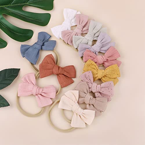 12pcs Baby Girls Hair Bows Nylon Elastic Headband Hair Accessories for Infants Toddlers Newborn | The Storepaperoomates Retail Market - Fast Affordable Shopping