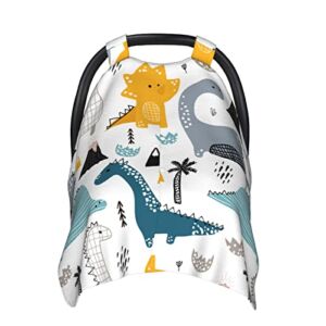 Rutiea Baby Car Seat Canopy Cute Dinosaurs Nursing Cover for Infant Boys and Girls Breastfeeding Scarf, Keeps Baby Warm and Cozy