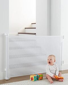 Cumbor 0-55” Retractable Baby Gate for Stairs, Mesh Dog Gate for The House, Pet Gate 33” Tall, Wide Safety Gates for Kids or Pets, Child Gate for Doorways, Hallways, Indoor, Outdoor(White)