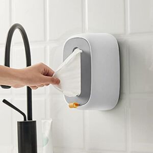 AKOYA Wicker Collection Wet Wipes Dispenser Holder – Wall-Mounted Wet Tissue Box Baby Wipes Box Home Office Desk, Dorm, Kitchen, Washroom, White, 20.2*10.5*13.2cm/7.95*4.13*5.20inch