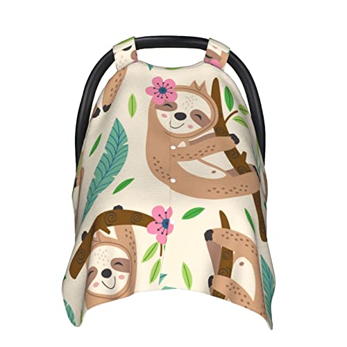 Rutiea Seamless Pattern with Cute Sloth Car Seat Cover for Babies, Peekaboo Opening Minky Carseat Canopy Stroller Cover for Newborn, Mom Nursing Breastfeeding Covers, Blanket for Infant Toddler | The Storepaperoomates Retail Market - Fast Affordable Shopping