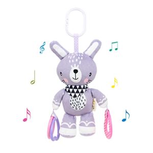 AIPINQI Baby Hanging Toy Cartoon Animal Stuffed Rattle Bell Carseat Toys Crib Car Seat Travel Stroller Soft Plush Toys with Wind Chimes, Grey
